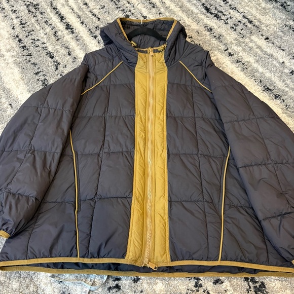 Free People Movement Parker Packable Puffer Coat Dark Navy & Brown Medium Hooded - Picture 6 of 13